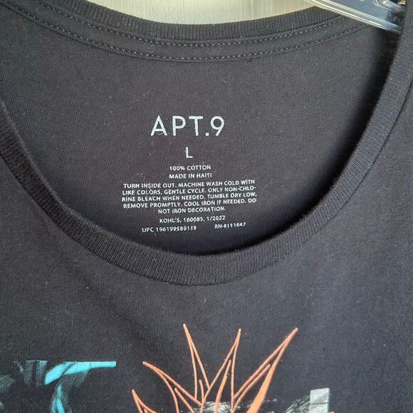 Kohl's APT. 9 Tropical Island Short Sleeve Black T-Shirt in Men's Large - Picture 3 of 9